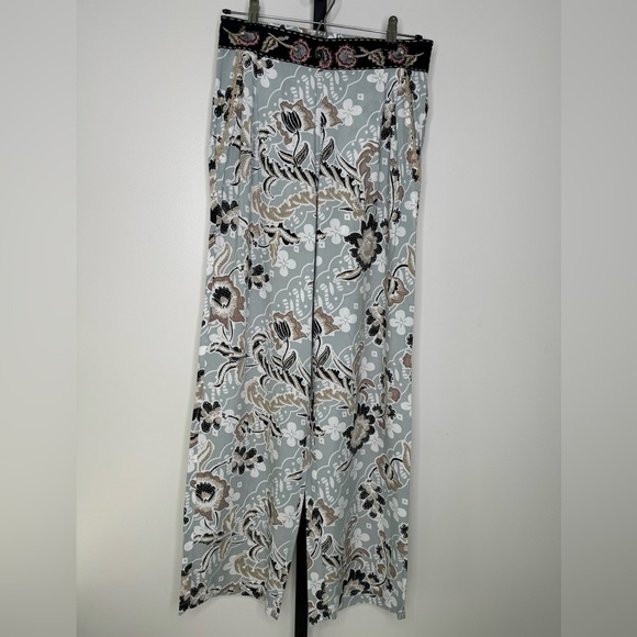 Skemo Floral Embroidered Waistband Palazzo Boho Pants - Bohemian Chic - Picture 1 of 3